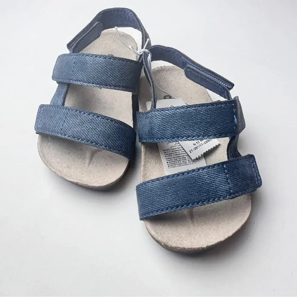 Old Navy Baby Girl Chambray Denim Double Secure Strap Sandals Sz 6-12 M